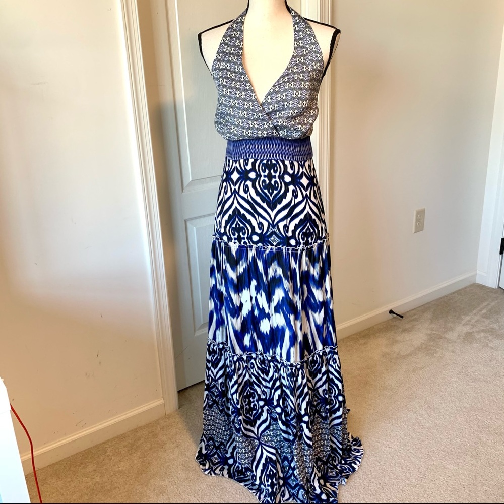 EVA MENDES for NY & Co Halter Tiered Maxi Dress—XS